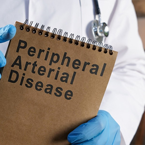 A medical professional holding a folder labeled 